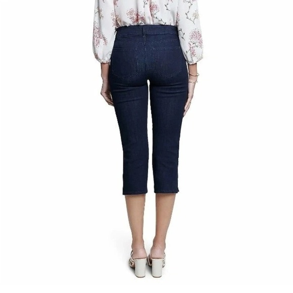 NYDJ PETITE Cool Embrace Capri Double Snap Side Slit Dark Rinse 3LM05.10 - Picture 2 of 12